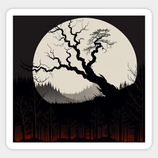 Spooky Tree in Front of a Full Moon Sticker